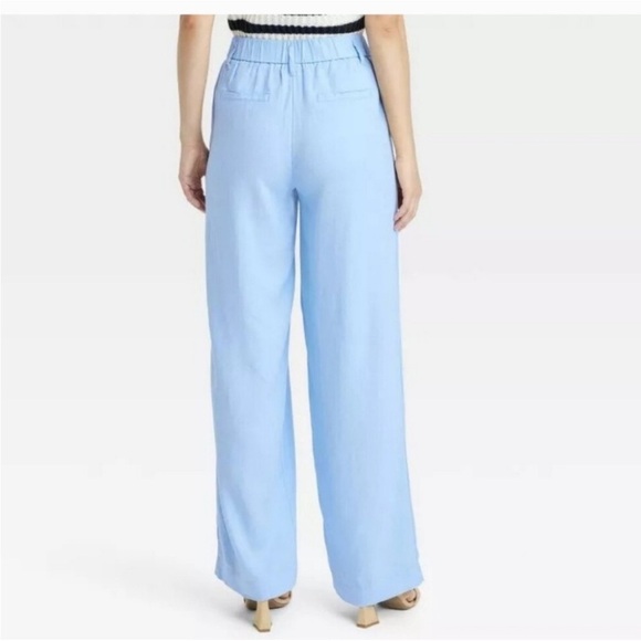 A New Day Light Blue Linen Blend Trouser Pants Size 16 - Picture 2 of 9